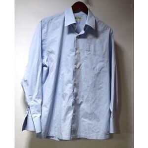 Thomas Mason Superfine Shirting Light Blue Dress Shirt Made in England Large